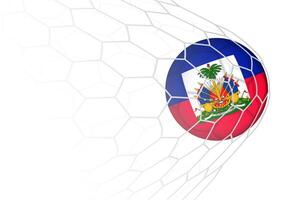 Haiti flag soccer ball in net. vector
