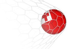 Tonga flag soccer ball in net. vector