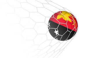 Papua New Guinea flag soccer ball in net. vector