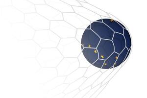Alaska flag soccer ball in net. vector
