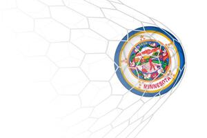 Minnesota flag soccer ball in net. vector