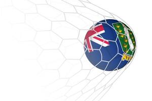 British Virgin Islands flag soccer ball in net. vector