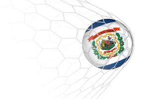 West Virginia flag soccer ball in net. vector