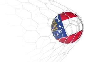 Georgia US State flag soccer ball in net. vector