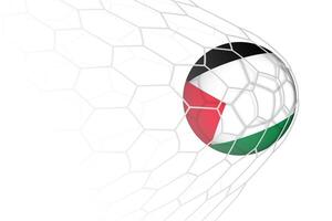 Palestine flag soccer ball in net. vector
