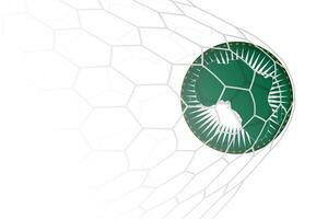African Union flag soccer ball in net. vector