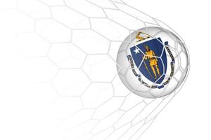 Massachusetts flag soccer ball in net. vector