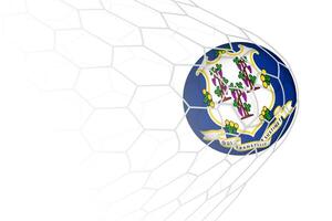 Connecticut flag soccer ball in net. vector