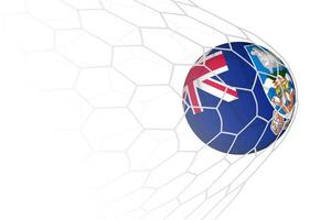 Falkland Islands flag soccer ball in net. vector