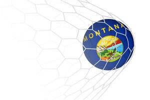 Montana flag soccer ball in net. vector