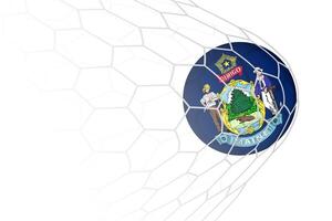 Maine flag soccer ball in net. vector