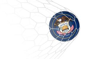 Utah flag soccer ball in net. vector
