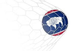 Wyoming flag soccer ball in net. vector