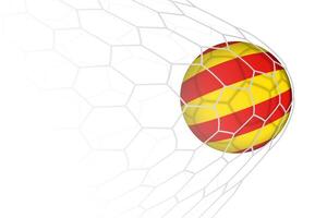 Catalonia flag soccer ball in net. vector