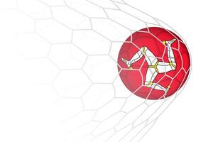Isle of Man flag soccer ball in net. vector