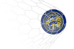 Nebraska flag soccer ball in net. vector
