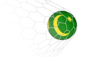 Cocos Islands flag soccer ball in net. vector