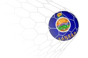 Kansas flag soccer ball in net. vector