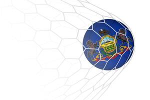 Pennsylvania flag soccer ball in net. vector