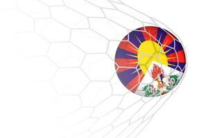 Tibet flag soccer ball in net. vector