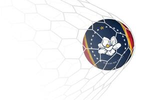 Mississippi flag soccer ball in net. vector