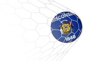 Wisconsin flag soccer ball in net. vector