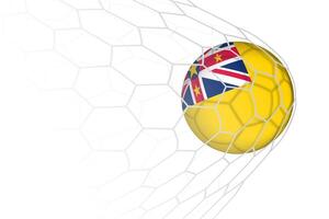 Niue flag soccer ball in net. vector
