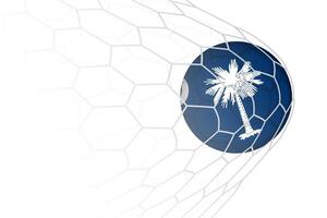 South Carolina flag soccer ball in net. vector
