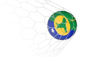 Christmas Island flag soccer ball in net. vector