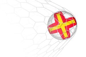 Guernsey flag soccer ball in net. vector