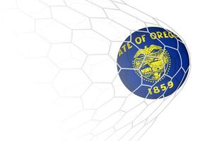 Oregon flag soccer ball in net. vector