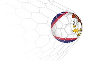 American Samoa flag soccer ball in net. vector
