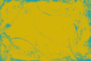 Grunge Abstract Texture. Distressed green frame isolated on yellow background. Distressed hand painted effect, vintage background. Overly old grungy texture vector