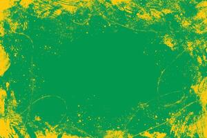 Grunge Abstract Texture. Distressed yellow frame isolated on green background. Distressed hand painted effect, vintage background. Overly old grungy texture. vector