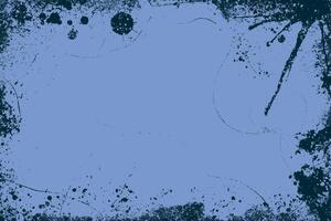 Grunge Abstract Texture. Distressed black frame isolated from blue background. Overly old grungy texture vector
