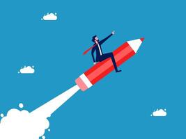 riding on a rocket with clouds in the background vector