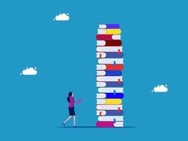 standing next to a stack of books vector