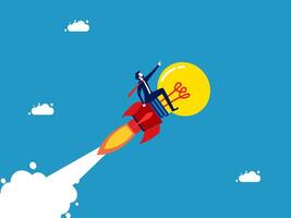 man in a suit is riding on a rocket vector