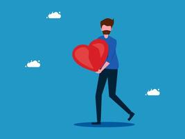 man holding a heart in her hands vector