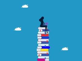 on top of a stack of books vector