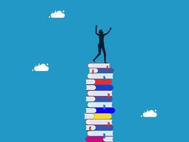 on top of stack of books vector