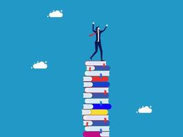 a man on top of stack of books vector