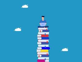 sitting on top of a stack of books vector