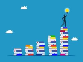 on top of books with light bulb vector