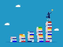 on top of stack of books with star vector