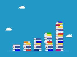a stack of books with a line going up vector