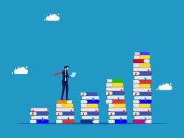 man standing on top of stack of book vector