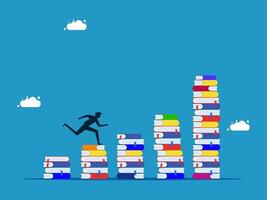 running up the stairs of books vector