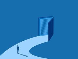 Knowledge Outside the Book, Businessman Standing Looking at the Path to Book vector