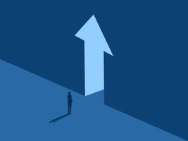 Businessman Standing Looking at the Path to Growth vector